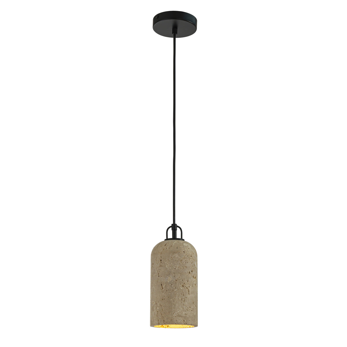 1-Light 5'' Modern Farmhouse Natural Travetine Single Pendant Light Co