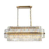 39 inches 2-Tier 7-Light Rectangular Aged Gold Contemporary Glam Crystal Chandelier Modern Classic for Dining Room And Kitchen Island