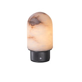 Natural Spanish Alabaster Cordless Rechargeable Dome Table Lamp with 3-Level Dimmable Flicker-Free LED and Long-Lasting Battery Bedside Lamp