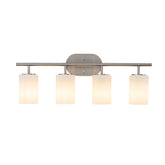 Modern Contemporary 28-Inch 4-Light Bathroom Vanity Wall Sconce with Satin Nickel Finish and Frosted Glass Shades for Bathroom, Laundry Room