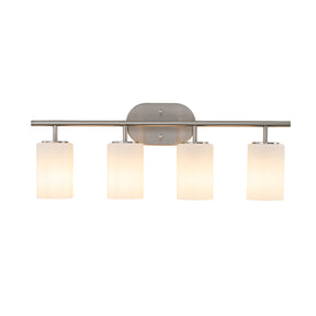 Modern Contemporary 28-Inch 4-Light Bathroom Vanity Wall Sconce with Satin Nickel Finish and Frosted Glass Shades for Bathroom, Laundry Room
