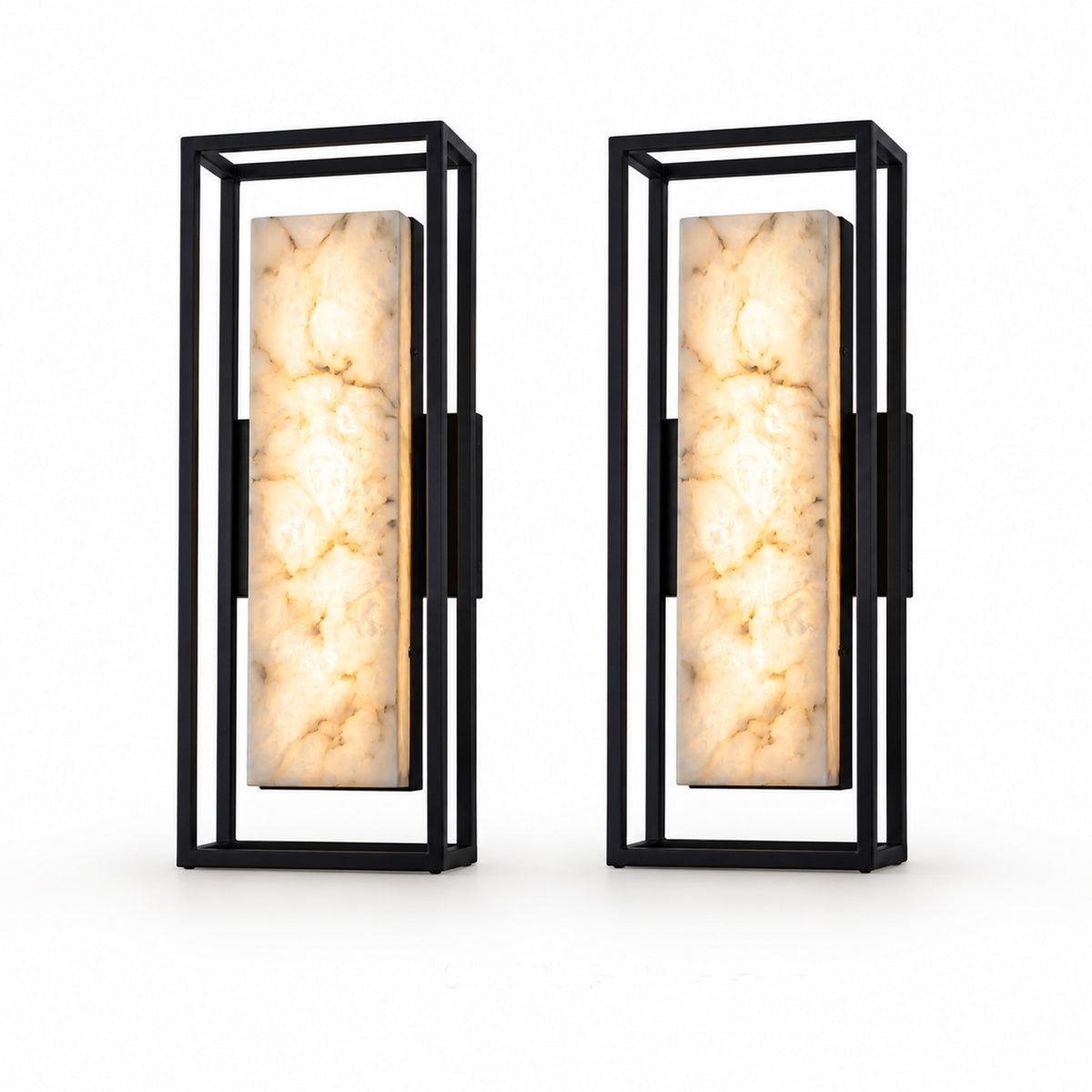 Spanish Alabaster Architectural  LED Wall Sconces — Set of 2