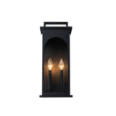 2-Light H19” Outdoor Wall Lantern Large Black Exterior Wall Light with Clear Tempered Glass and Dusk to Dawn Sensor for Front Door, Garage & Entryway