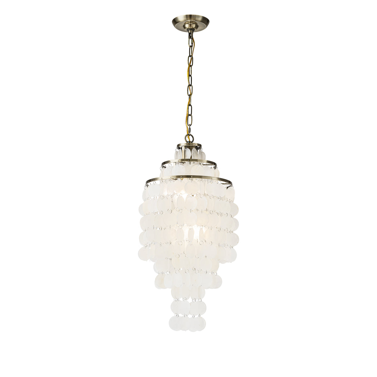 Vintage Small Coastal Capiz Seashells Chandelier