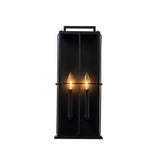 H19" Modern Large Lantern Outdoor Wall Light with Clear Glass Dual-Bulb Design and  Black Finish Wall Sconces for Porch Patio Entryway