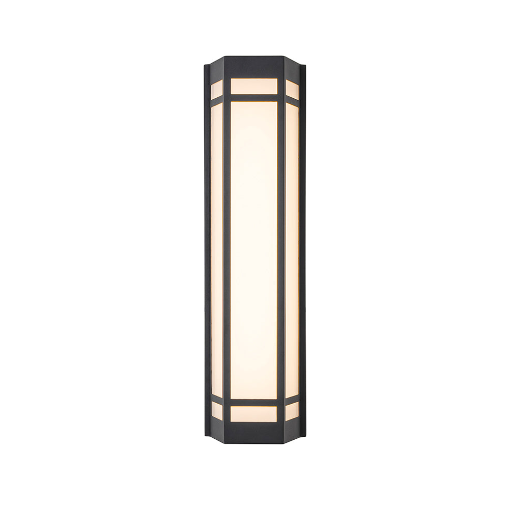 H20" Modern Craftsman Style Exterior Wall Sconce in Black with Frosted Acrylic Shade 24W Integrated LED Outdoor Wall Light with Dusk to Dawn Sensor for Garage Patio