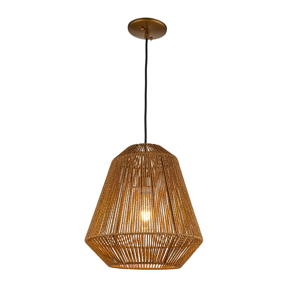 Handcrafted Farmhouse Natural Rattan Pendant Light with Rope Woven Shape