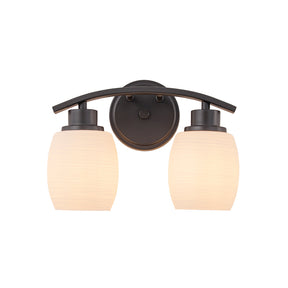 Modern Farmhouse 2-Light Bathroom Vanity Light Dark Brown Wall Sconce with Textured Opal Glass Shades 12-Inch Wall Mounted Fixture for Mirror Hallway