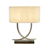 2-Light 24'' Modern Elegant Polished Nickel Minimalist Stainless Steel Table Lamp With Ivory Fabric Shade For Entryway Living Room Bedside