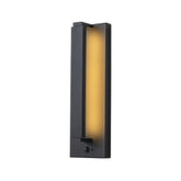 H15" Modern Motion Sensor Outdoor Wall Light 23W Integrated LED Wall Sconce Matte Black Iron Exterior Light Fixture for Porch Garage Patio