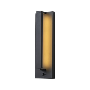 H15" Modern Motion Sensor Outdoor Wall Light 23W Integrated LED Wall Sconce Matte Black Iron Exterior Light Fixture for Porch Garage Patio