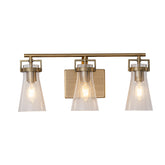 Modern Transitional 3-Light Vanity Wall Sconce in Brushed Brass with Clear Bubble Glass Shades for Mirror, Bathroom or Hallway