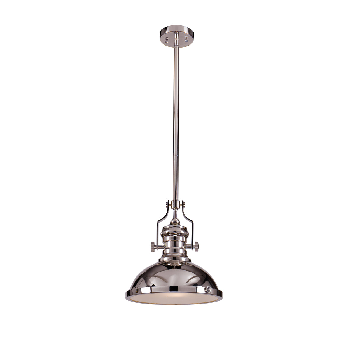 Industrial Polished Nickel Dome Pendant Light for Kitchen Island