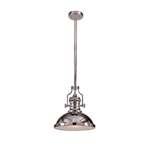 1-Light 13" Modern Industrial Polished Nickel Single Dome Pendant Light For Kitchen Island
