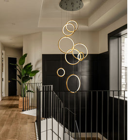 Contemporary LED Chandelier for Staircase and High Ceilings