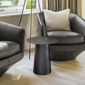 17.7"W Mid Century Modern Metal Single Round Coffee Table-Black