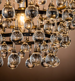 Modern Tiered Matte Black Crystal Chandelier