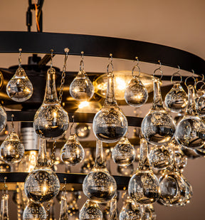 Modern Tiered Matte Black Crystal Chandelier