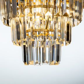 Crystal Tiered Flush Mount Ceiling Light- Brass