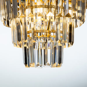 3-Light Unique/Statement Tiered Brass Pendant Lamp