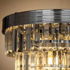 3-Light Chrome Interior Tiered Crystal Flush Mount Ceiling Lamp Glam Chandelier