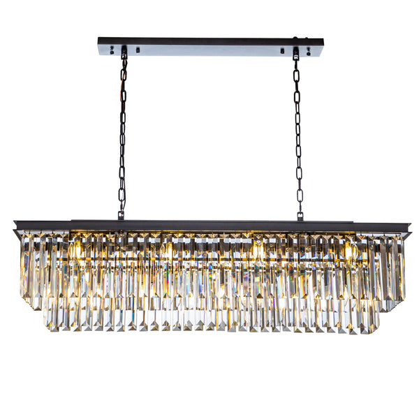 12-Light Contemporary Crystal Chandelier for Dining Room with Crystal Accents