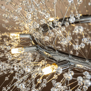 16-Light Stainless Steel  Crystal Firework Chandelier Round Pendant Ceiling Lighting in Chrome