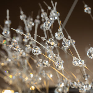 16-Light Stainless Steel  Crystal Firework Chandelier Round Pendant Ceiling Lighting in Chrome