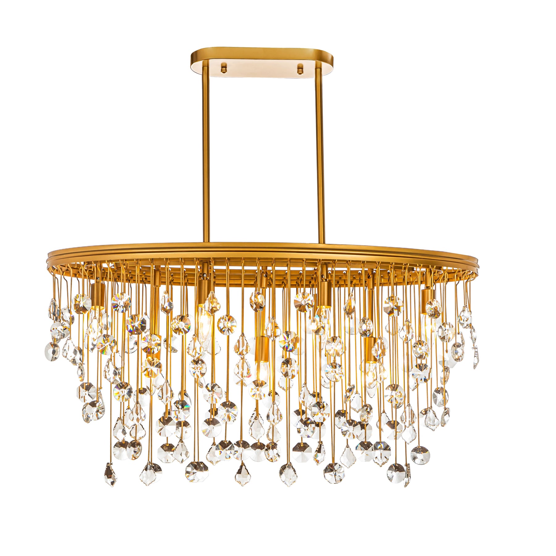 Oval Contemporary Glam Antique Gold Crystal Chandelier