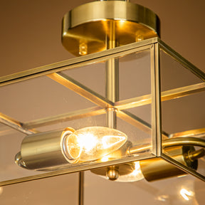 Mid-Century Modern Cube Glass Semi-Flush Ceiling Light