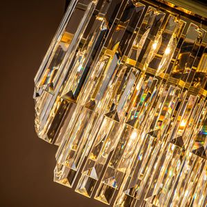 12-Light Modern Gold Fringe Crystal Chandelier for Dining Room with Crystal Accents