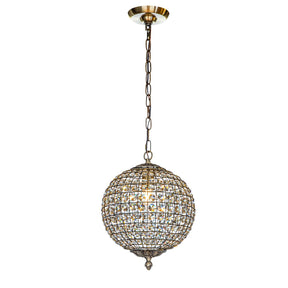 Retro Antique Gold Crystal Globe Pendant Chandelier