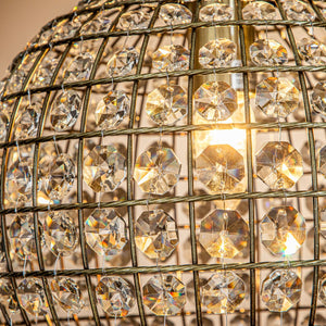 1-Light 12" Retro Antique Gold Crystal Globe Chandelier Small Sphere Pendant Light