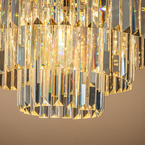 6-Lights Mid-Century Modern Satin Nickel Fringe Crystal Chandelier