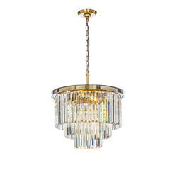 6-Light Mid-Century Modern Gold Fringe Crystal Chandelier