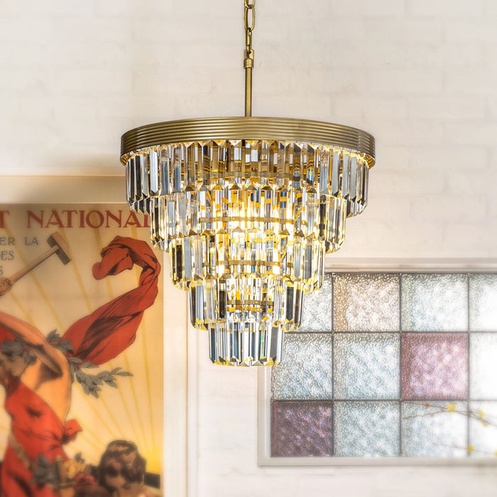 4-Light 16" Cone Shape 5-Tier Crystal Chandelier