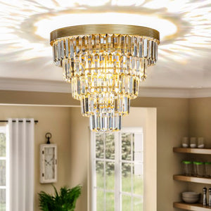 4-Light 16" Glam Tierd Flush Mount With Crystal Accents to Ceiling Light