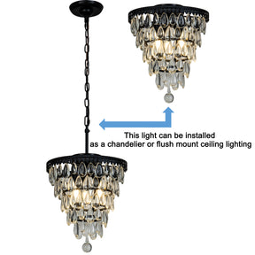 Teardrop Glass Flush Mount Ceiling Light in Matte Black