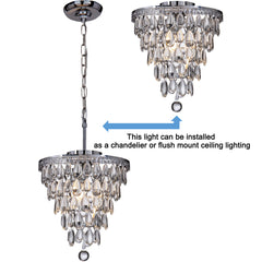 3-Lights Chrome Teardrop Glass Flush Mount 12"  Tiered Ceiling light
