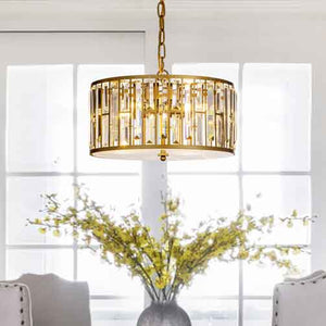 4-Light Brass Crystal Chandelier with Wrought Iron Accents