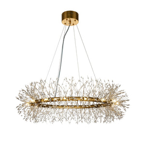 16-lights Stainless Steel   Firework  Crystal Round Chandelier in Antique Bronze