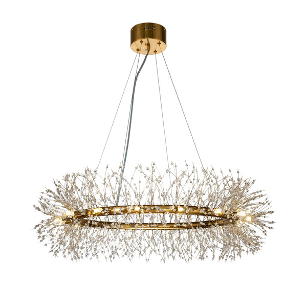 16-lights Stainless Steel   Firework  Crystal Round Chandelier in Antique Bronze