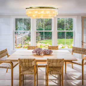 Coastal Capiz Shell Flush Mount Light with Antique Gold Metal
