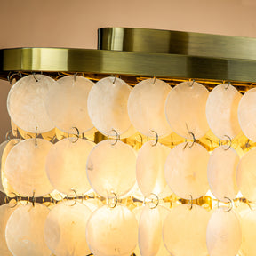 Coastal Capiz Shell Flush Mount Light with Antique Gold Metal