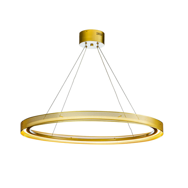 Modern And Contemporary 1-Light Round Pendant Antique Gold LED Ring Chandelier