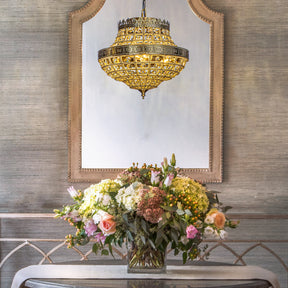 Glam Empire Crystal Chandelier in Antique Gold