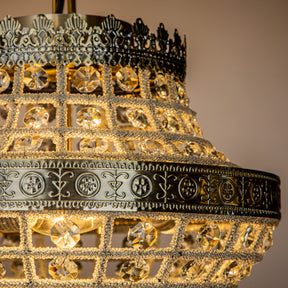 Glam Empire Crystal Chandelier in Antique Gold