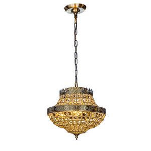 3-Light Glam Empire Crystal Chandelier in Antique Gold