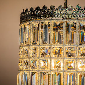 Glam Crystal Lantern Chandelier in Antique Gold