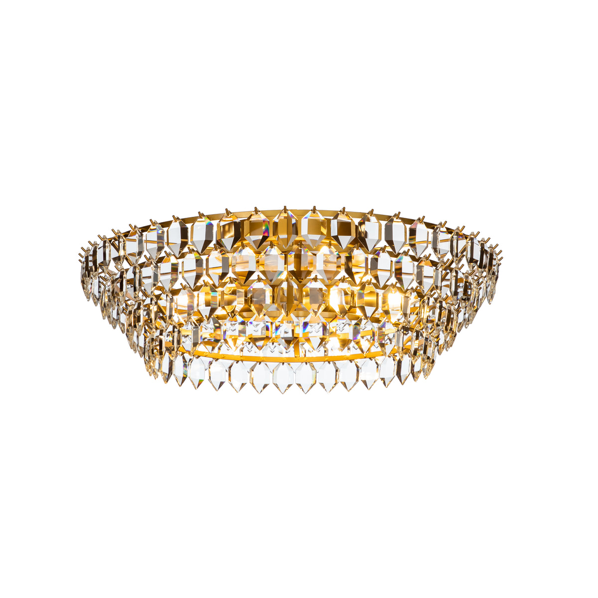 Luxury Brass Crystal Flush Mount Light